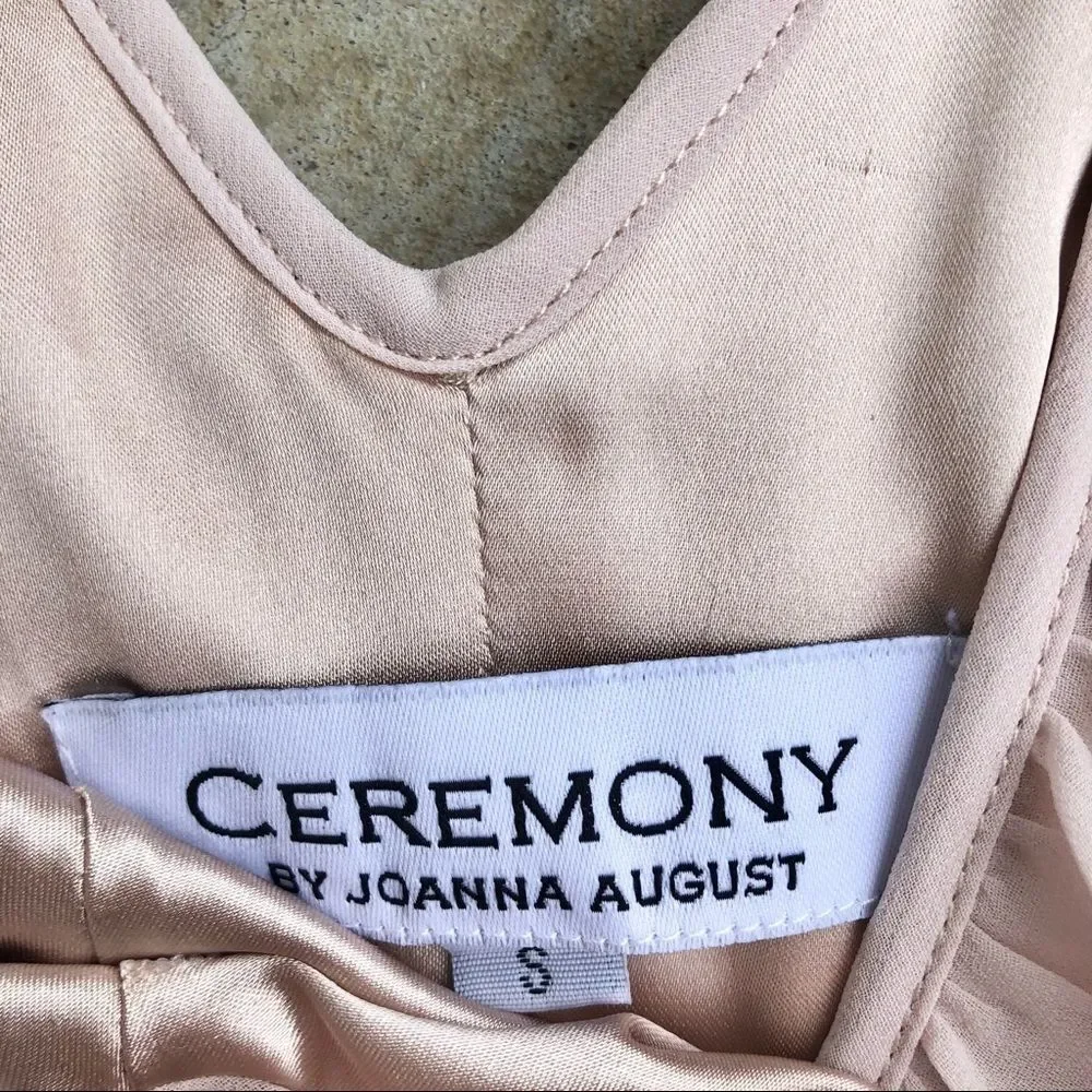 Ceremony by Joanna August Lolo Ruffle Trim Wrap Chiffon Gown Dress Champagne S